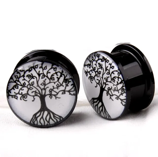 Life Of Tree Acrylic Ear Plugs Flesh Tunnels Earring Hollow Expander Life Of Tree Acrylic Ear Plugs Flesh Tunnels Earring Hollow Expander Gauges Kit