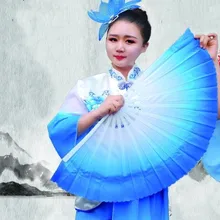 Экстра тяжелый Мулан вентилятор танец живота вентилятор двухлистной магнолии Западное озеро Тай Чи градиент синие облака вентилятор пластиковая ручка