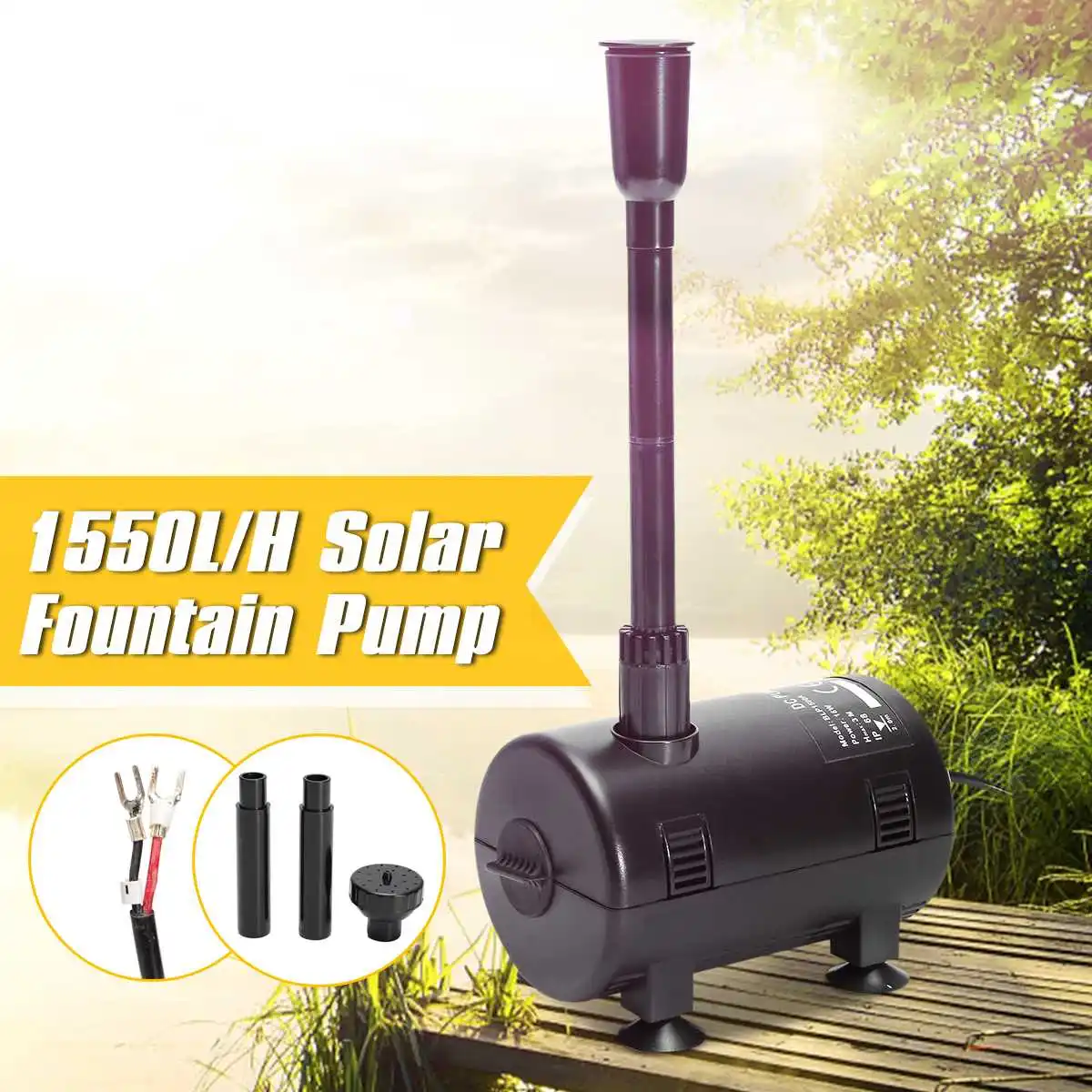 Черный 1600L/H 16W Мини Солнечная приведенная в действие погружной насос фонтана полива сада Пруд аквариум погружной водяной насос 12 V-24 V - Цвет: Черный