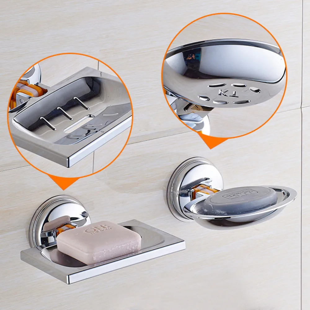 Household Strong Suction Cup Kitchen Sink Soap Dish Wall Holder Dish Bathroomin Storage Shelves