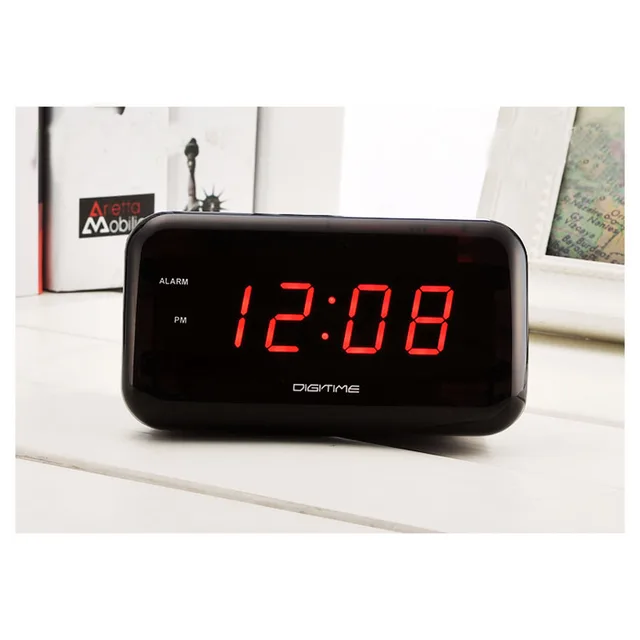 LED Digital Snooze Alarm Clock Luminous Bedside Clocks Electric Plug in