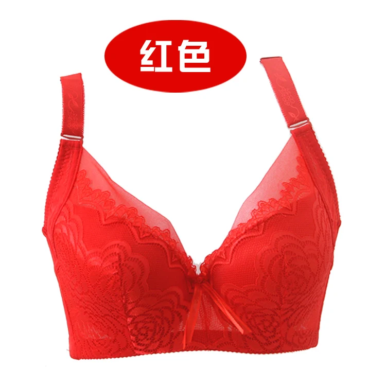 Nessayoo Wide shoulder straps and comfortable full cup B C D cup brassiere  40 42 44D Sexy lace bra Red Black BeigeThin underwear - AliExpress