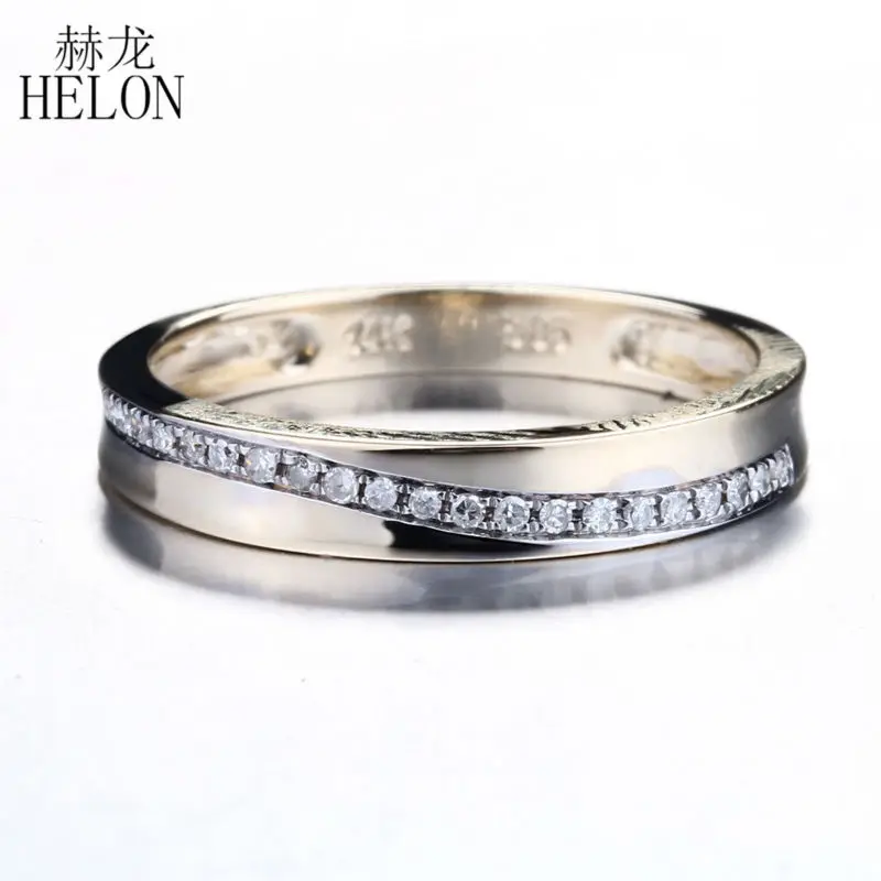 

HELON Half Eternal.15CT Natural Diamonds Wedding Band Solid 14k Yellow Gold Ring Engagement Anniversary Ring Women Fine Jewelry