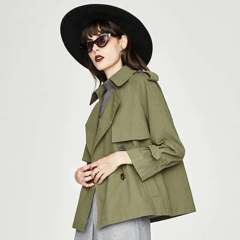 

Fashion women's Short Trench coat Spring autumn Korean style loose windbreaker coat A165