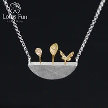 Lotus весело Настоящее стерлингового серебра 925 природных Стиль творческий ручной Fine Jewelry мой маленький сад ожерелье для женщин
