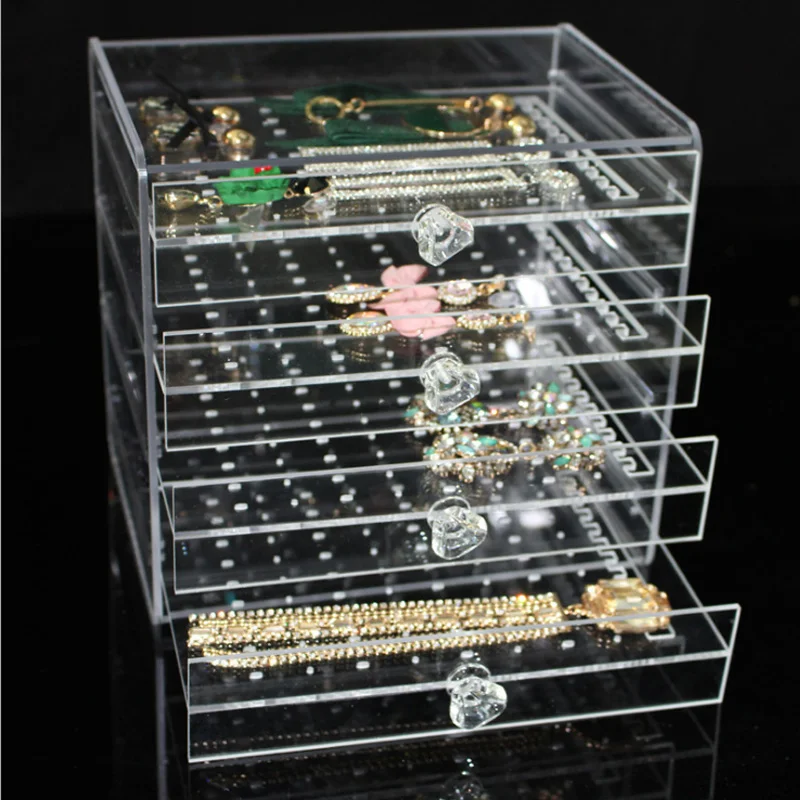 Acrylic Earring Storage Box Jewelry Necklace Display Stand Holder Rack Drawer UK 