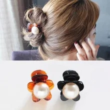 1 шт. заколки для девочек акриловый головной убор для волос цветок жемчуг темперамент средняя заколка для хвоста ловушка для волос женский G0403