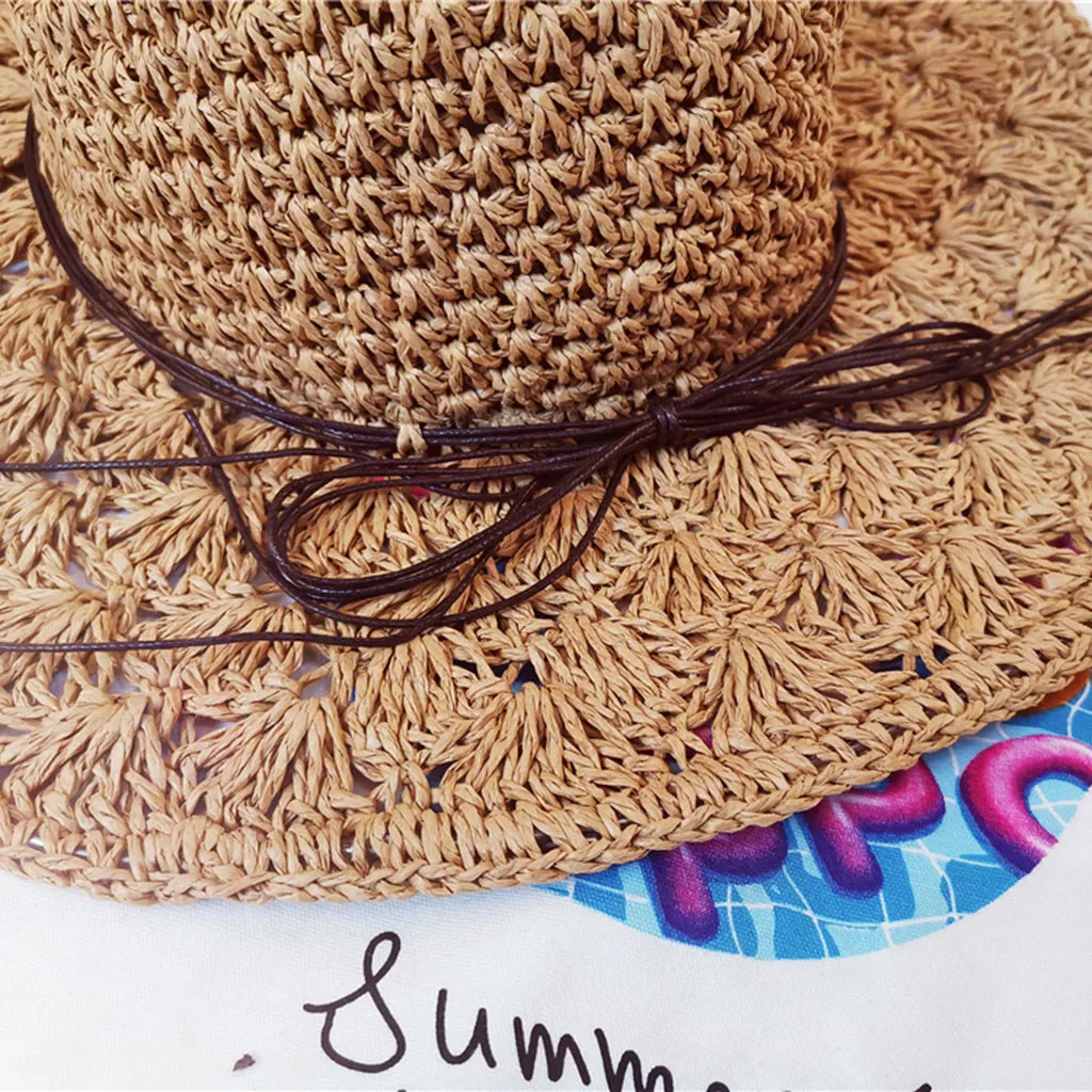 قبعات للحماية من الشمس للنساء طوي عارضة قبعة للشاطئ واسعة بريم سترو واسعة القش قبعة مرِنة ديربي حماية واقية من الشمس شاطئ كاب L0422