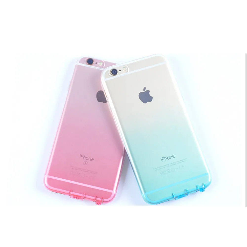Мягкий ТПУ чехол для iPhone 7 8 Plus XR роскошный двухцветный градиентный Прозрачный