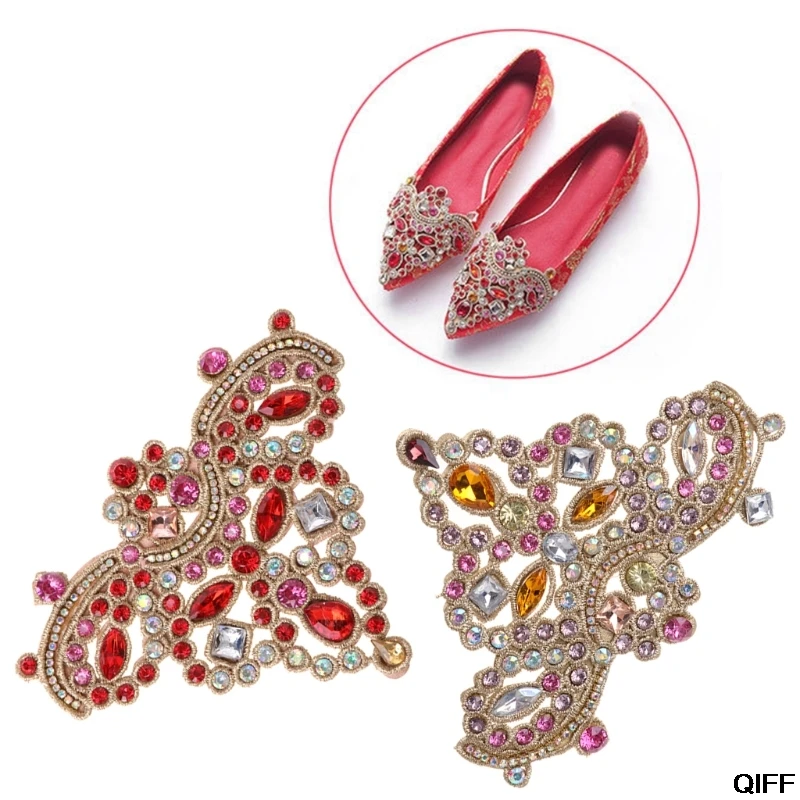 

2pcs Shoe Decoration Rhinestone Flat Luxury Floral Clothes Charms DIY High Heels