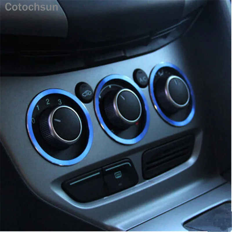 

Car styling Air Conditioning heat control Switch knob AC Knob decoration ring car accessories case for Ford Focus 3 MK3 KUGA