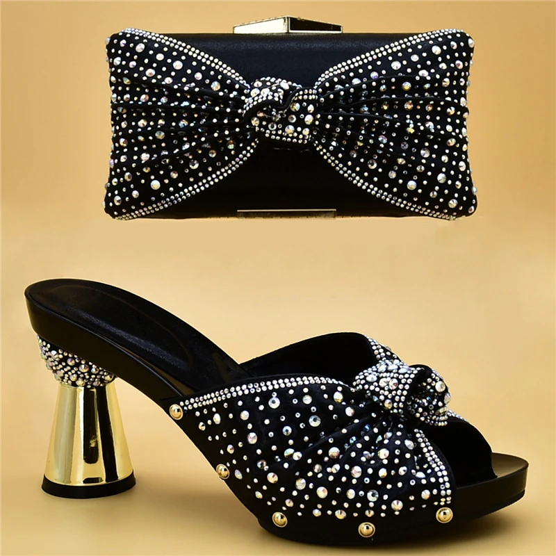 

Italian Shoe and Bag Set for Party In Women Matching Shoe and Bag Set Decorated with Rhinestone Designer Shoes Women Luxury 2018