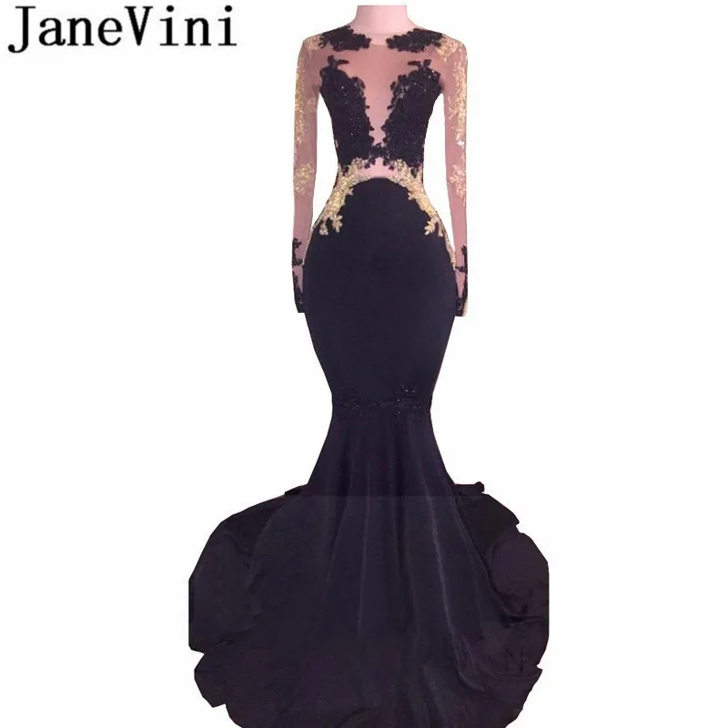 Long-Sleeves-Mermaid-Prom-Dresses-2019-for-African-Black-Girls-Lace-See-Through-Elsatic-Satin-Vestido (2)
