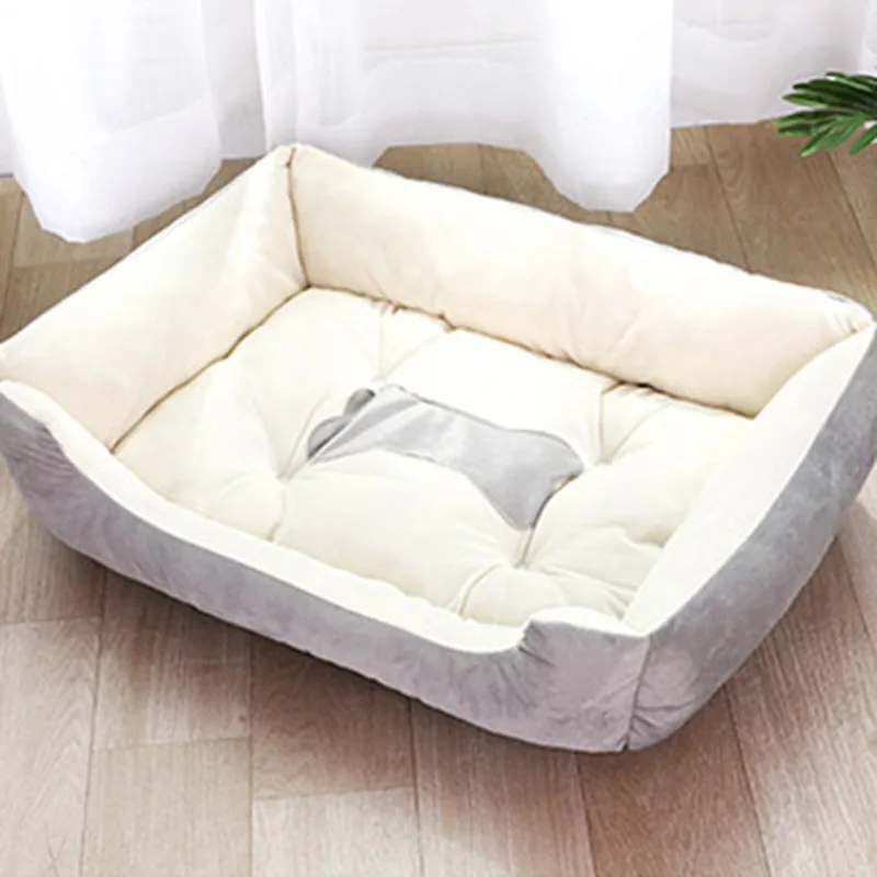 Модная плюшевая кровать для больших собак, лабрадор, золотистый ретривер, одеяло для собак, кровати для кошек, щенков, матрас, корзина для собак для животных - Цвет: Grey