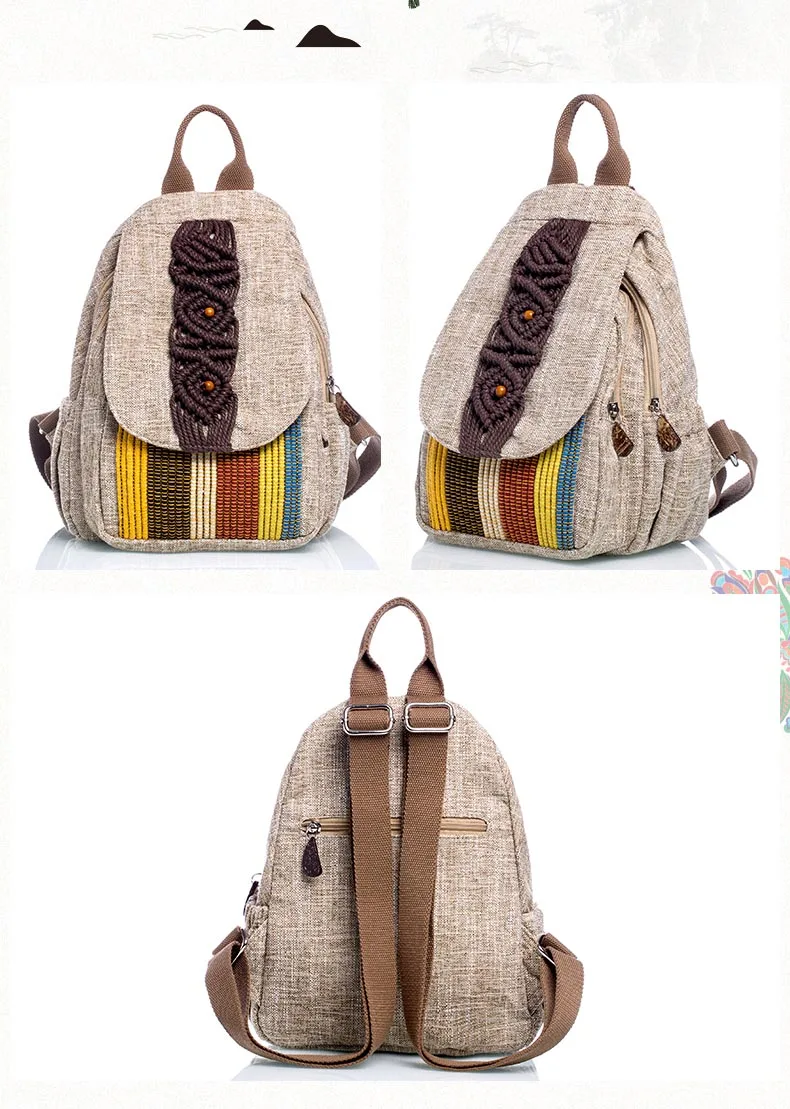 Китайский стиль холст белье повседневное рюкзак Дамы Винтаж школьная сумка для женщин Путешествия особенности рюкзаки Bookbag подарок Новин