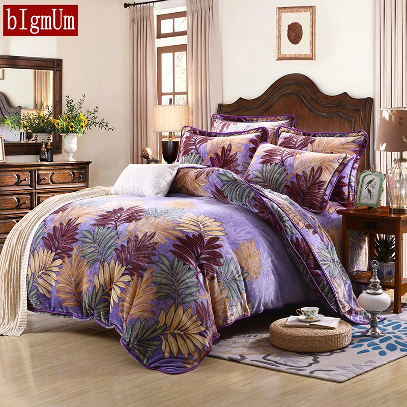 bIgmUm Velvet Bedding Set Super Warm Soft Winter Coral Fleece Mink