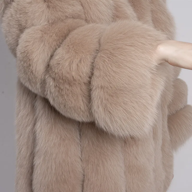 QIUCHEN PJ8128 Новое поступление женская зимняя шуба из натурального Лисьего меха горячая распродажа большой мех длинный рукав модная куртка для девочек