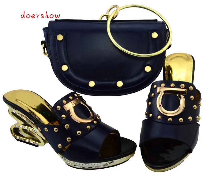 

2017 African Women Shoes And Bags To Match Set Sale Fashion Pumps High Quality Latest Italian Shoes With doershow YM1-10