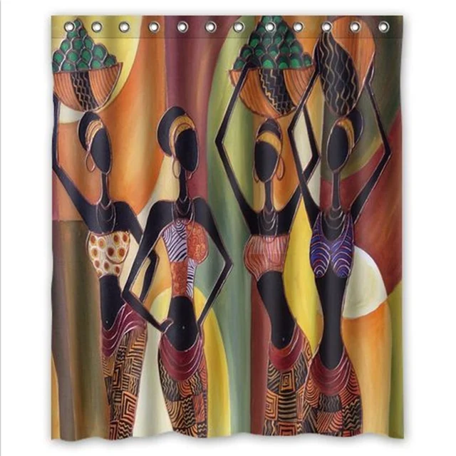 180x150cm Cartoon African Woman Art Waterproof Bathroom Shower 180x150cm Cartoon African Woman Art Waterproof Bathroom Shower Curtain New Design Tub Decor With