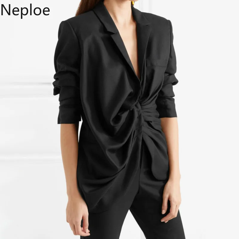 Neploe Irregular Sucking Women Blazer Summer Fashion Turn