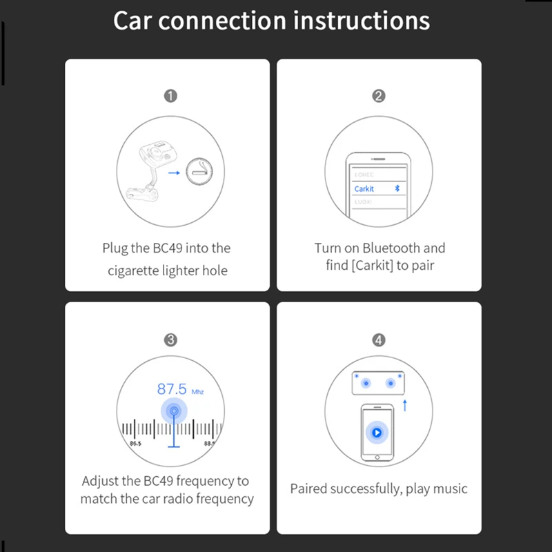 Bluetooth 5 0 автомобильный комплект громкой связи FM передатчик AUX Аудио Автомобильный