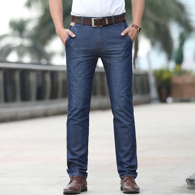 Summer JEEP Brand Cotton Smart Casual Jeans Elastic Men's Casual Full Length Retro Simple Jeans Cotton Pants Fashion Trousers 44 (27)