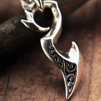 

HFANCYW Retro 925 Silver Sterling Pendant Dragon Wing Totem Pure Silver Necklace For Fashion Men Cool Gift Jewelry Wholesale