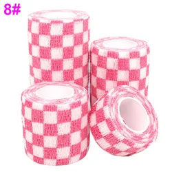 Colorful Elastic Sports and First Aid Wrap Tape - Self-Adhesive Bandage for Finger, Joint, Knee, and Pet Care (Pink Square)
