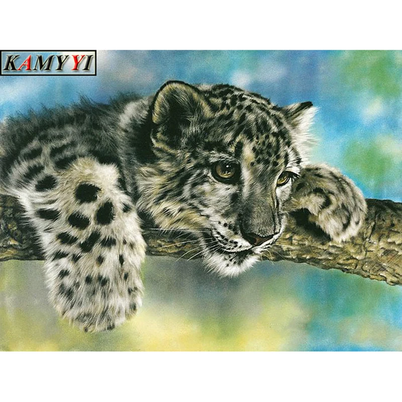 

New Handicrafts 5D Diy Diamond Painting Cross Stitch "Teen Leopard On Branch" Diamond Embroidery Mosaic European Home Decoration