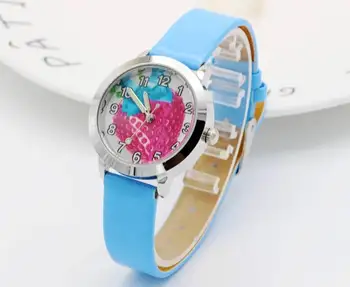 

2018 Fashion Children Watch strawberry Girl Leather Strap Wristwatch Student Casual Quartz Watch For Kid Lovely Cartoon Watch C