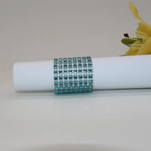 50 шт./партия, выполненные на заказ, ручная работа, озеро голубые стразы, сетчатые кольца для салфеток, гостиничный домашний стул, пояс для салфеток, пряжка, декор свадебного банкета