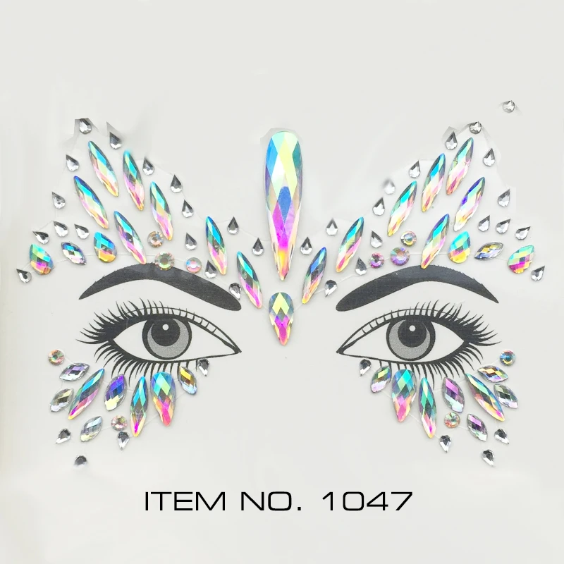 

2018New Acrylic Face Sticker Diamond Environmental Resin Drill Face Sticker Crystal Diamond Eyebrow Sticker Drill Face Sticker