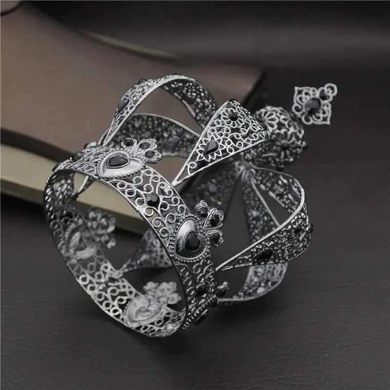 Popular Baroque Vintage Royal King Diadem Prom Party Male Cake Party Prom Wedding Hair Jewelry Man Crown Round
