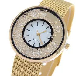 2017 Горячее предложение модные женские туфли платье часы Элитный бренд бриллиантовыми кварцевые часы дамы золотой Нержавеющая сталь