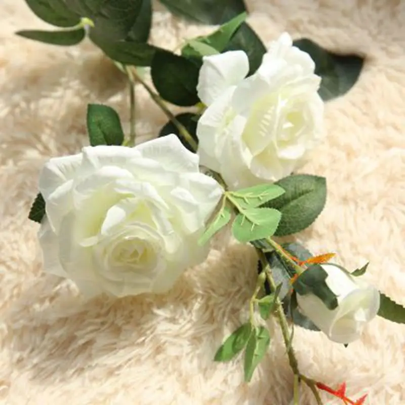 

1 piece decorative 3Heads Artificial rose +plastic flores Simulation rose flowers for home hotel wedding decoration rose