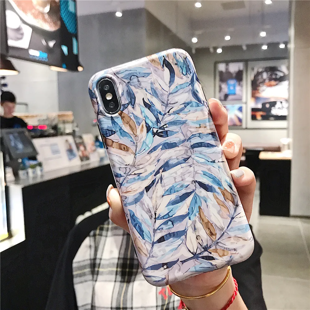 

Case For Apple iPhone 6s 7 6 8 Plus Oil Painting Leaf Silm Shockproof Cover Patterned Shell Skin for iPhone 6
