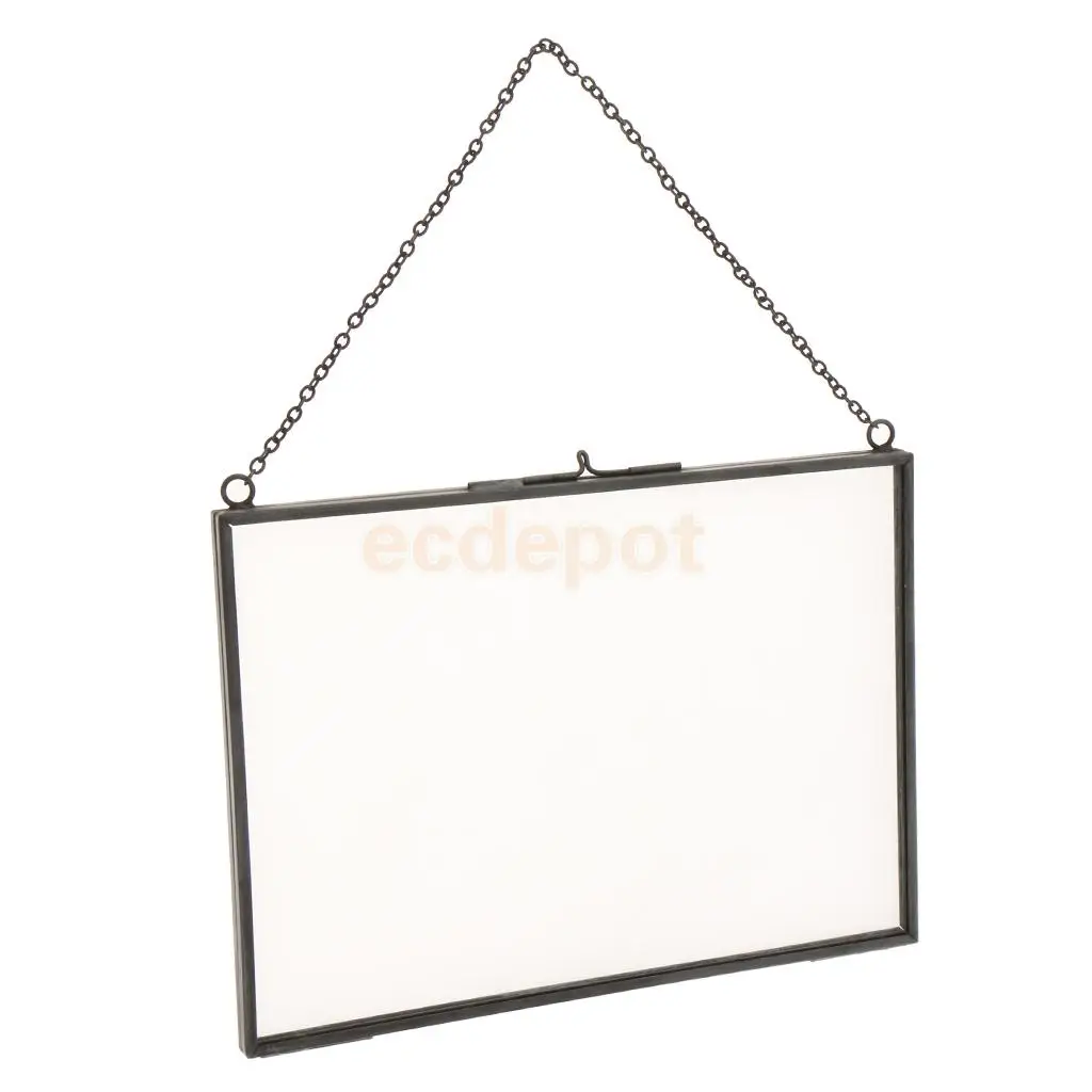 B 18x13cm MagiDeal, промышленный стиль, двухсторонняя стеклянная подвесная фоторамка, настенная рамка, цветок, образец растения, портретный дисплей, рамка, держатель - Цвет: B 18x13cm