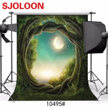 

SJOLOON Night tree hole moon natural children photography background vinyle fairy tale Photography studio backdrop 8x8ft