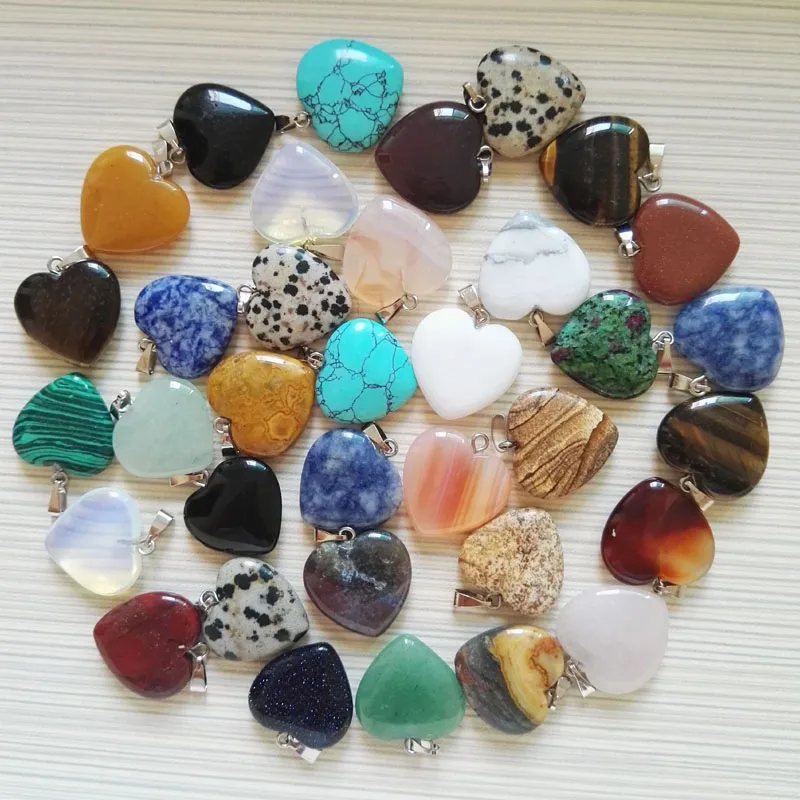 Buy wholesale love natural stone heart pendants mixed