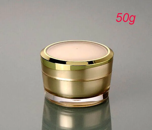 

New 50g ACRYLIC gold cream jar ,gold plastic 50 g cream jar ,empty plastic gold color Cosmetic Packaging 50g Cosmetic Jar