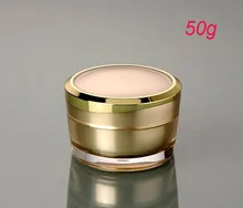 Новый 50 г Акриловый Крем с золотом банка, золотой пластик 50 г банка для крема, пустой пластиковый Золотой Цвет Косметическая упаковка 50 г Кос...(China)