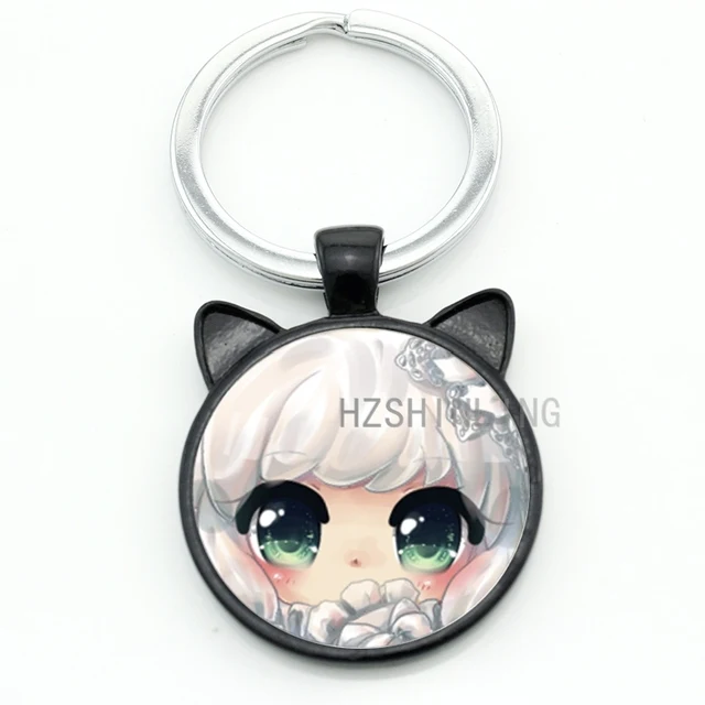 Buy New cute Anime Girl keychain cartoon little girl glass photo cabochon