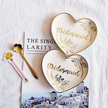 

4pcs lot Free Shipping Ceramic Jewelry Earring plate Wedding Hen bachelorette party supplies gifts Bridesmaid gift