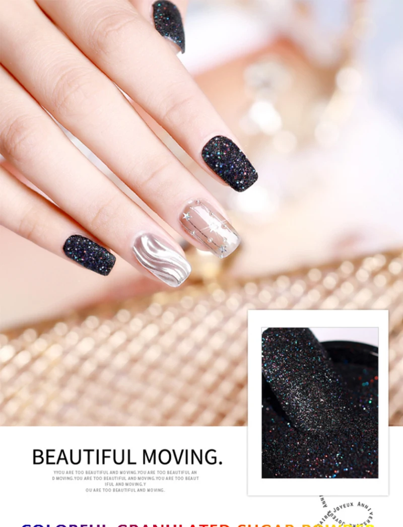 Lulaa лазерные Красочные Блестки для ногтей сахарный песок погружающийся порошок 12 цветов Маникюр матовый пигмент женщин DIY художественное оформление ногтей