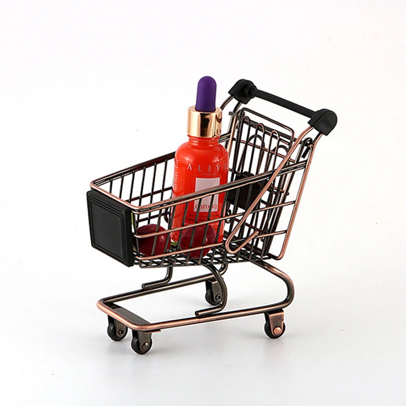 Buy Mini Shopping Cart Storage Basket Creative Desktop
