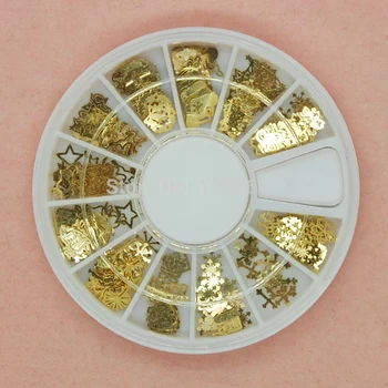 

1 box Mix Styles Golden Christmas Day Nail Beauty Decoration DIY Festival Metal Slice Manicure Design