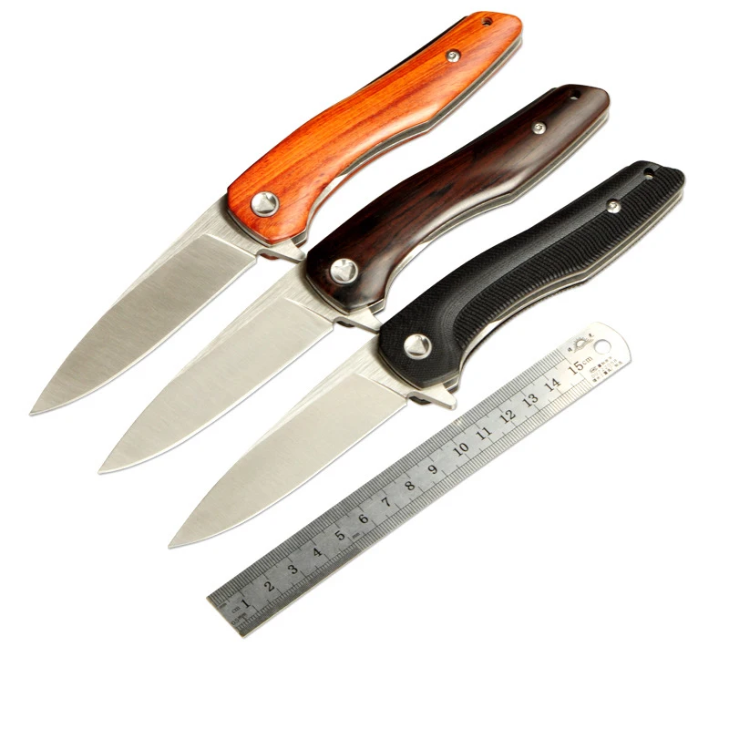 

ZF18 Folding Knife 9CR15MOV Blade G10 Wood Handle Camping Survival Tactical Utility Knife Pocket Collection Multitool EDC tool
