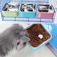 Поилка для домашних животных, висящая на клетках кормушка-миска для домашних питомцев для клетки, съемная Легкая очистка еды, миска для воды, кормушка для кошек и собак