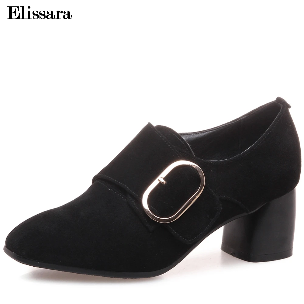 

Ladies Pumps Fashion Med Heels Natural Leather Square Toe Pumps Shoes Women Zip Black Heels Shoes Plus Size 33-43 Elissara