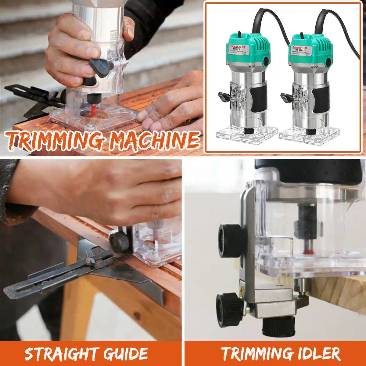 1/4 Inch 2200W Woodworking Electric Trimmer Wood Milling Engraving Slotting Trimming Machine Hand Carving Machine Wood Router